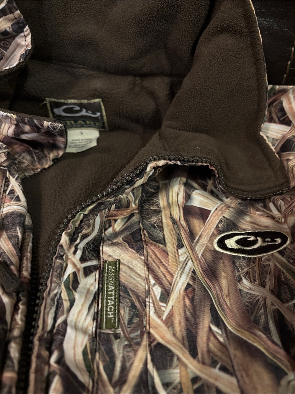 Drake Realtree Camouflage Jacket with Brown Fleece Lining